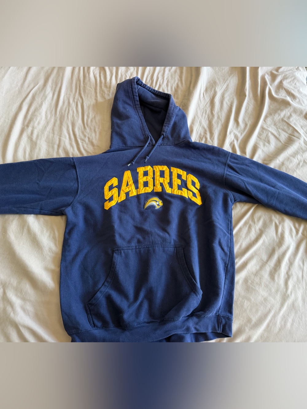 Fruit of the Loom Navy Blue & Yellow 'Sabres' Hooded Sweatshirt